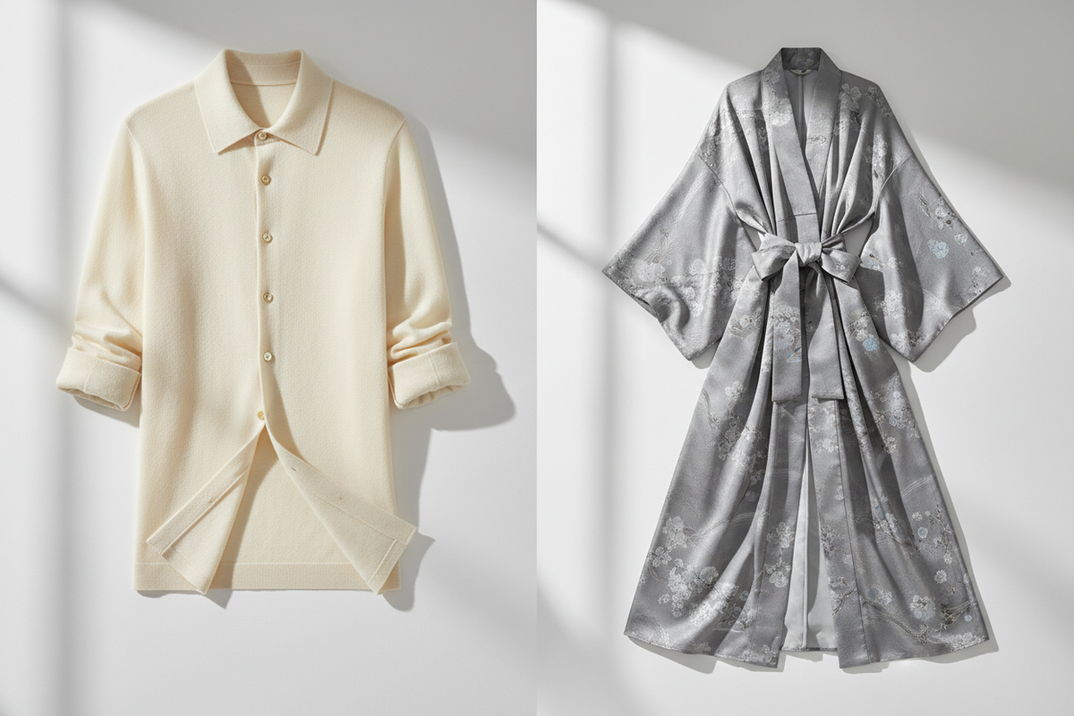Clothes: cashmere and kimonos